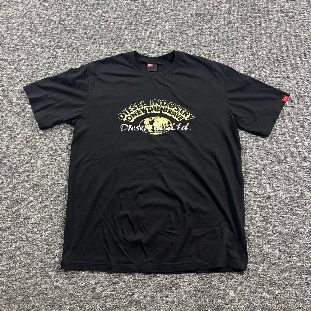 Y2K 2000s Diesel Industry Only The Brave Graphic Black T-Shirt Size XL
